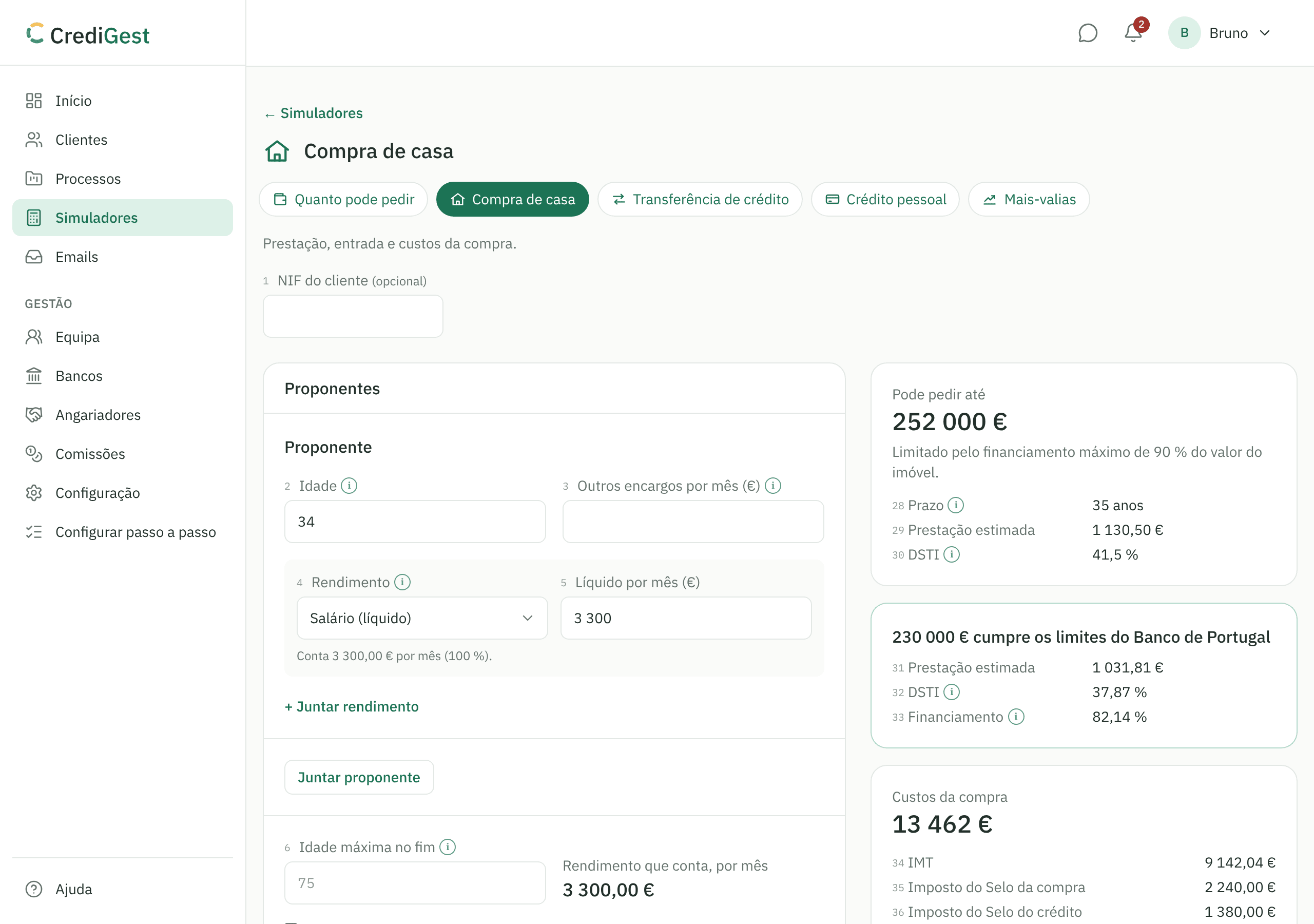 O simulador de compra de casa